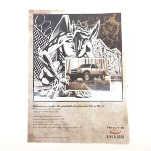 Vintage Chevy S-10 Advertising Print Ad Garage Wall Art Gargoyle Chris Wirth